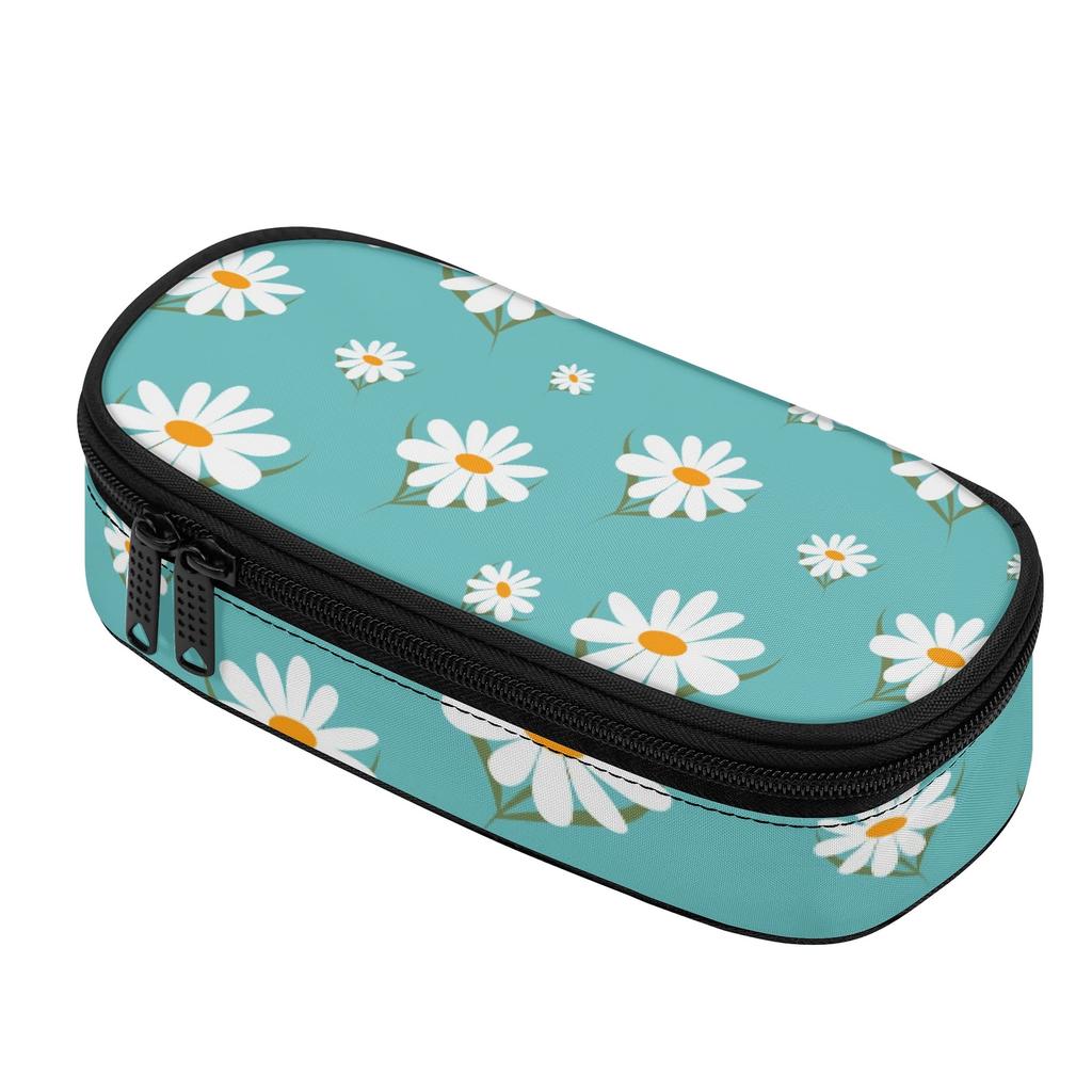Pencil Bag Compact Shape Durable 300D Polyester Smooth Zipper with Main Compartment Mesh Pocket and Pen Slots for Classroom Use