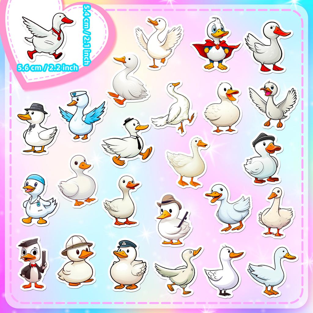 50 Big White Goose Stickers Cartoon Cute Little Duck Stickers Luggage Laptop Water Cup
