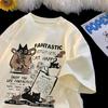 New Men Women T Shirt Pullover Oversize Korean Version Cartoon Cat Group Printed T-Shirt Casual Short Sleeve Couples T-Shirt