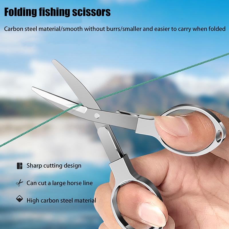 Multifunctional Needlework Scissors Portable Folding Scissors Carbon Steel Fishing Line Cutting Tools Mini Tackle Supplies