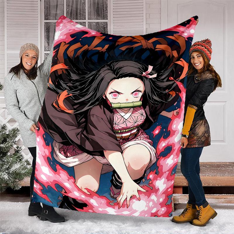1pc nezouko Theme Blanket - Digital Print, Polyester, Cozy for All Seasons, Perfect for Outdoor, and Travel