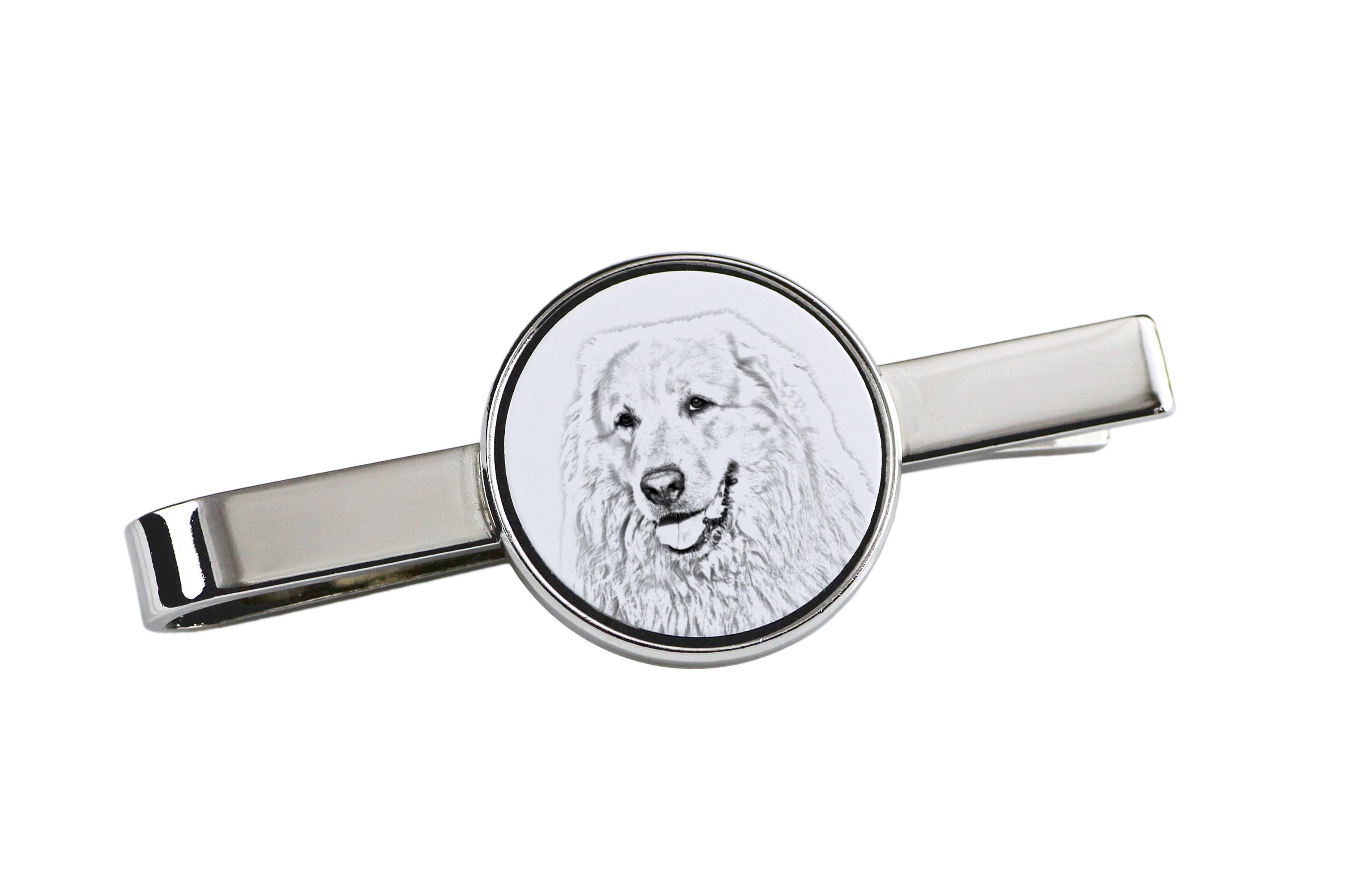 

Pyrenean Mountain Dog, Great Pyrenees, Pyrenean Shepherd - tie clip with a dog, personalized tie clip, a unique gift for a man from the Art-Dog brand срібний