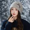 Sweet and Cute Bow Embroidered Drawstring Cold Hat Autumn and Winter Fashion Versatile Pullover Hat Windproof and Warm Wool Hat Korean
