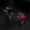 New Gothic Pink Zircon Spider Stud Earring for Women Men Dark Y2K Punk Style Zircon Earrings and Open Rings Jewelry Accessories