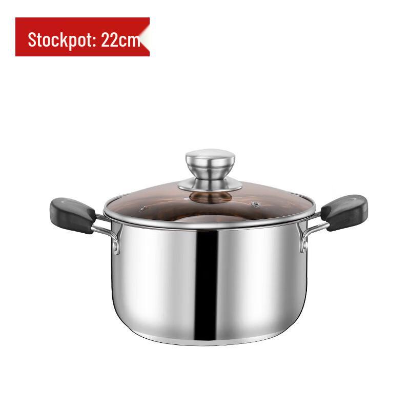 ZISIZ 22CM Composite Steel Soup Pot with Steamer