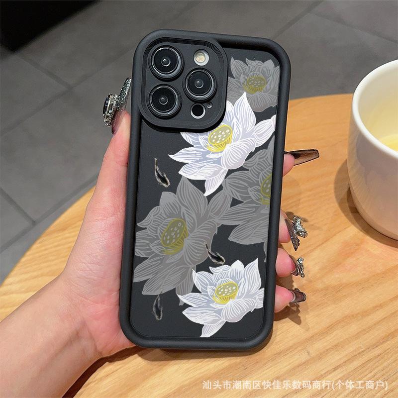 Literary painting small floral flower for iPhone11/12/13/14/15/16PRO MAX mobile phone case