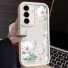White Flower Pattern Matte TPU Soft Phone Case For Samsung S25 Plus S24 FE S23 Ultra S22 A56 A36 A16 A15 A55 A06 A05 A35 A34 Shockproof Bumper Cover