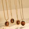 Maillard Style 18k Gold Irregular Tiger's Eye Pendant Necklace