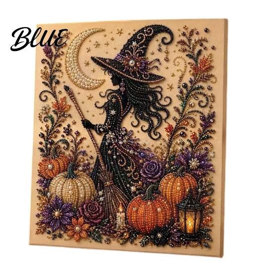 3D Faux Pearl Pumpkin Witch 2Pcs Halloween for Adults Art Craft Art Ghost Crow Painting