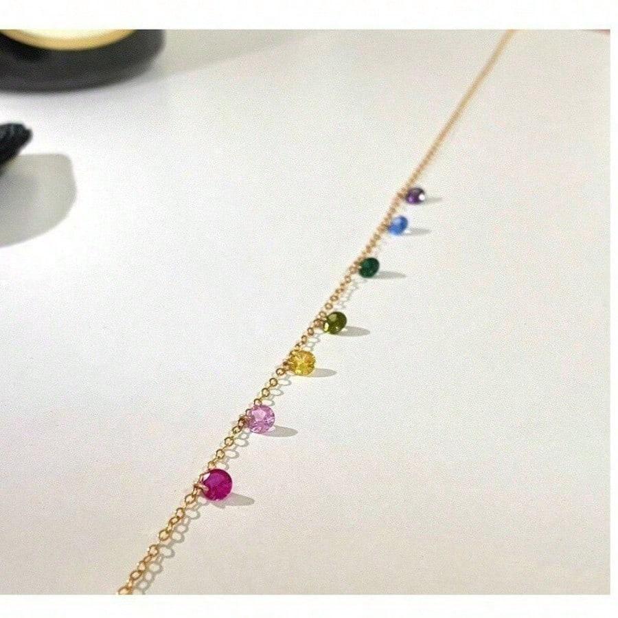 Collarbone Chain Rainbow Color Zircon Necklace Simple Gift Necklace For Women