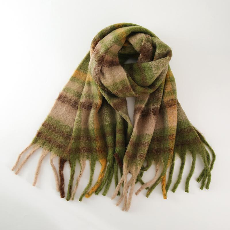 Winter New Women's Soft Imitation Cashmere Plaid Scarf Retro Scarf Women