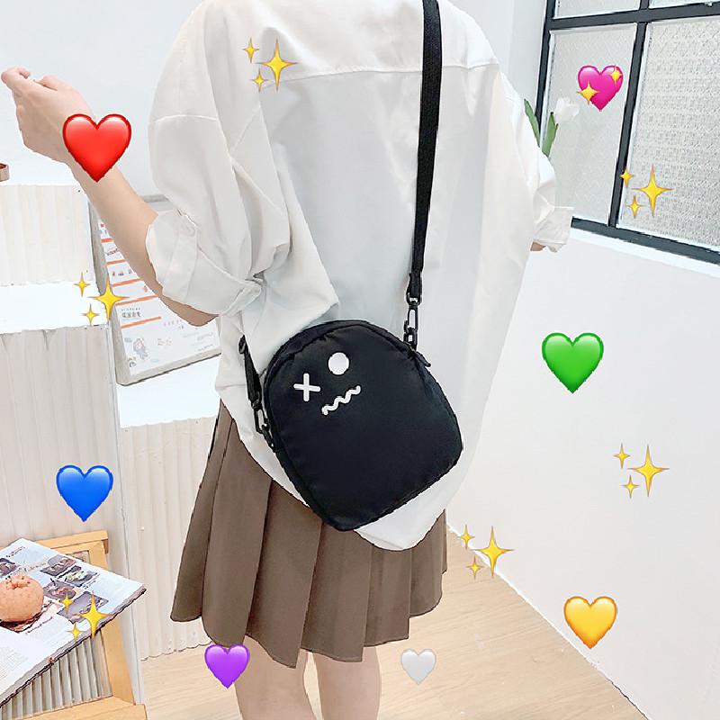 Mini Carto Print Phe Bag, Zipper Crossbody Bag With Cute Bag Charm, Small Shoulder Bag