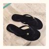 Rhinestone toe flip-flops summer wear versatile casual beach shoes lazy flat slippers