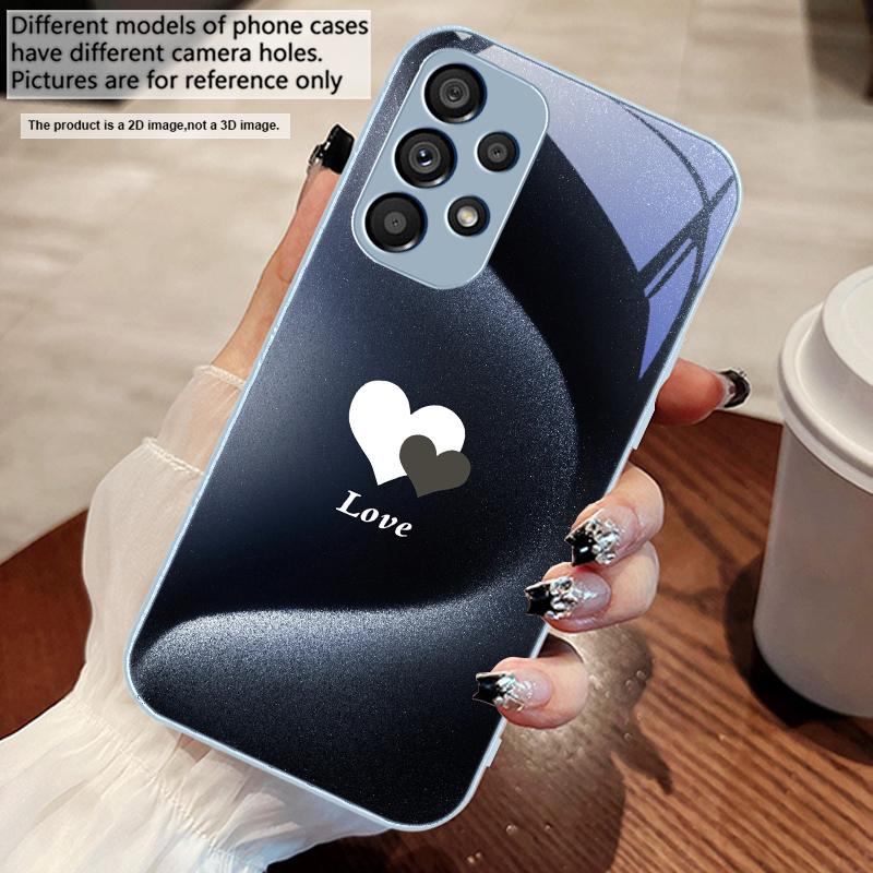 Gradient White Heart For Samsung S 25 S25 Edge S25Ultra S8 S9 S10 20 U Ltra S21 Pro S22 Plus S23 FE S24 Ultra Glass Phone Case