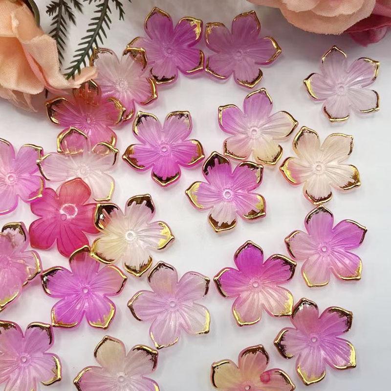 24mm Gradient Five-Petal Acrylic Flower for DIY Crafting