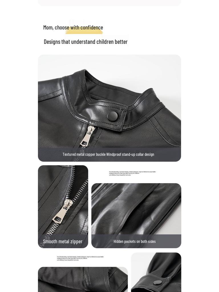 Fairy Tale Boys' Leather Autumn Jacket 2025 - Stylish and Cool Outerwear for Big Boys