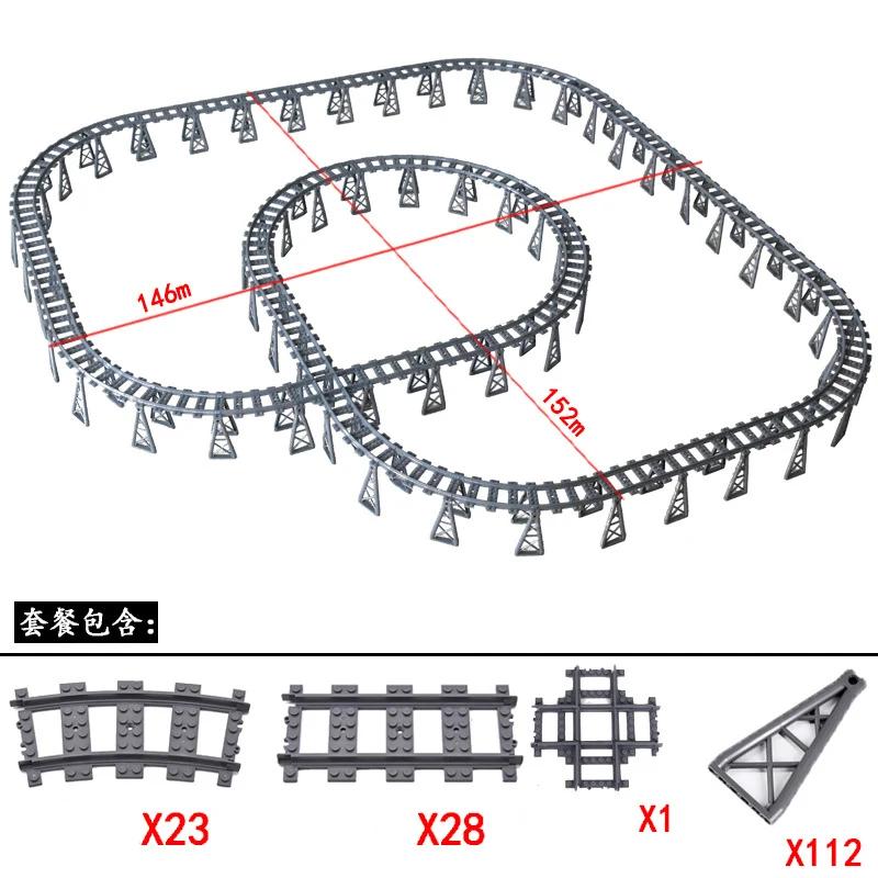 Compatible With LEGO MOC Railroad Bridge Train Track Combination Scene Building Blocks DIY Cross Track Bricks Toys Rail Car