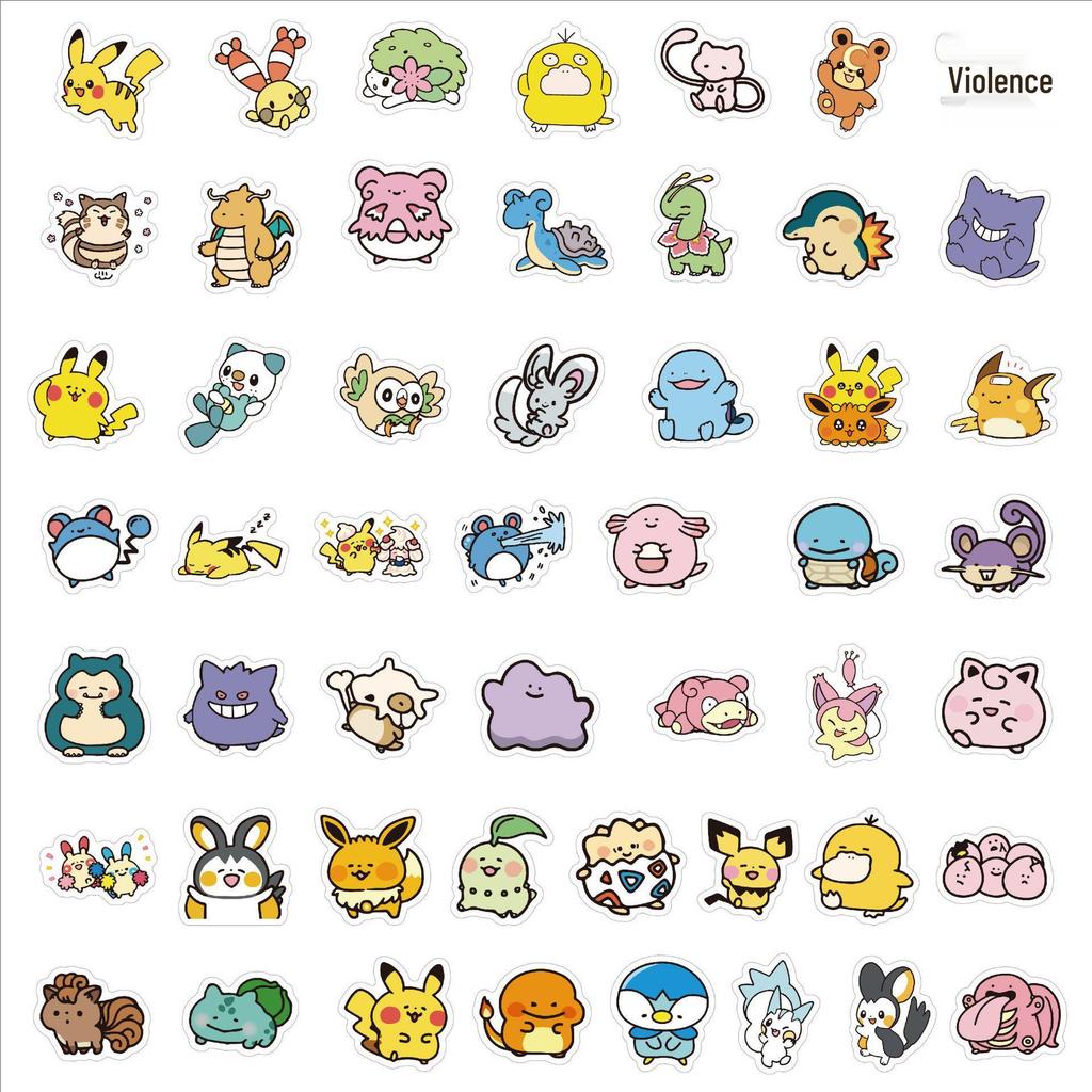 100PCS New Mini Pokémon Stickers: Creative Cartoon Journal Stickers, PVC Waterproof Decals for DIY