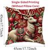 1/4 pièces Housse de Coussin de Noël Lin Design Père Noël Rennes Fermeture Éclair Décoration Salon Hivernal Canapé Funda Cojines De 45x45