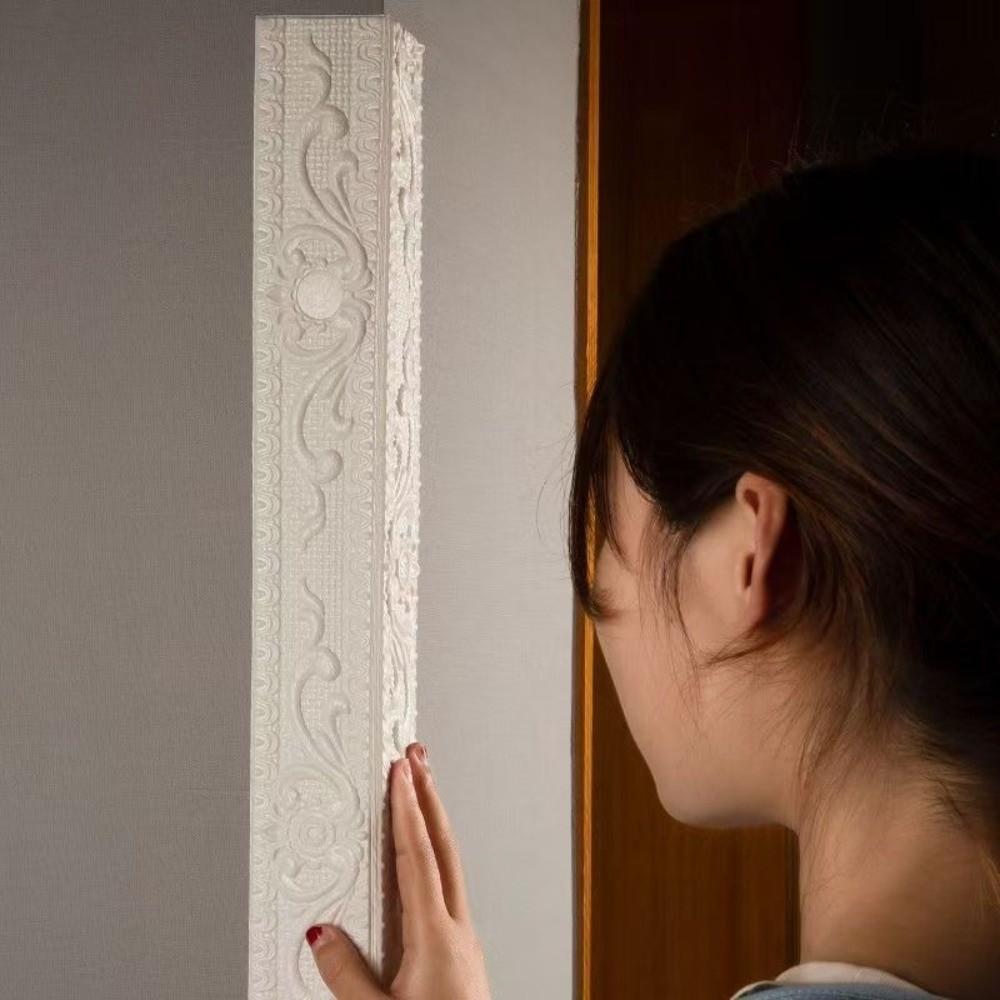 1 Roll Waterproof Ceiling Decoration Strip Antifouling 3D Wall Sticker Easy Installation Self-Adhesive Skirting Wall Stickers