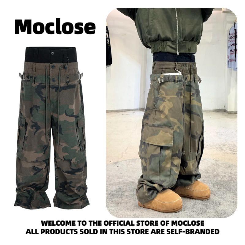 Moclose Camo Cargo Pants Loose Fit Hip Hop Style Men Women