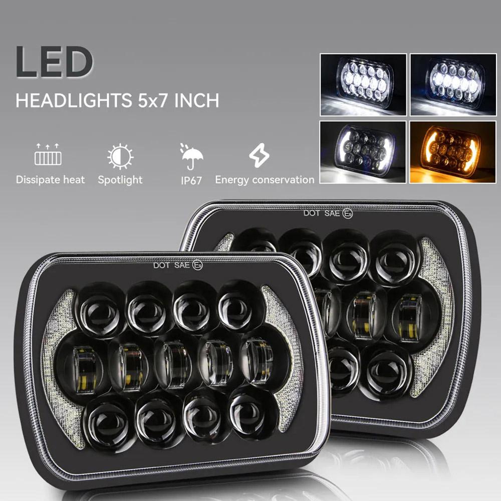 105W High Power IP67 Waterproof High Low Beam Square Car LED Headlight for 5x7 6x7 Inch Vehicles