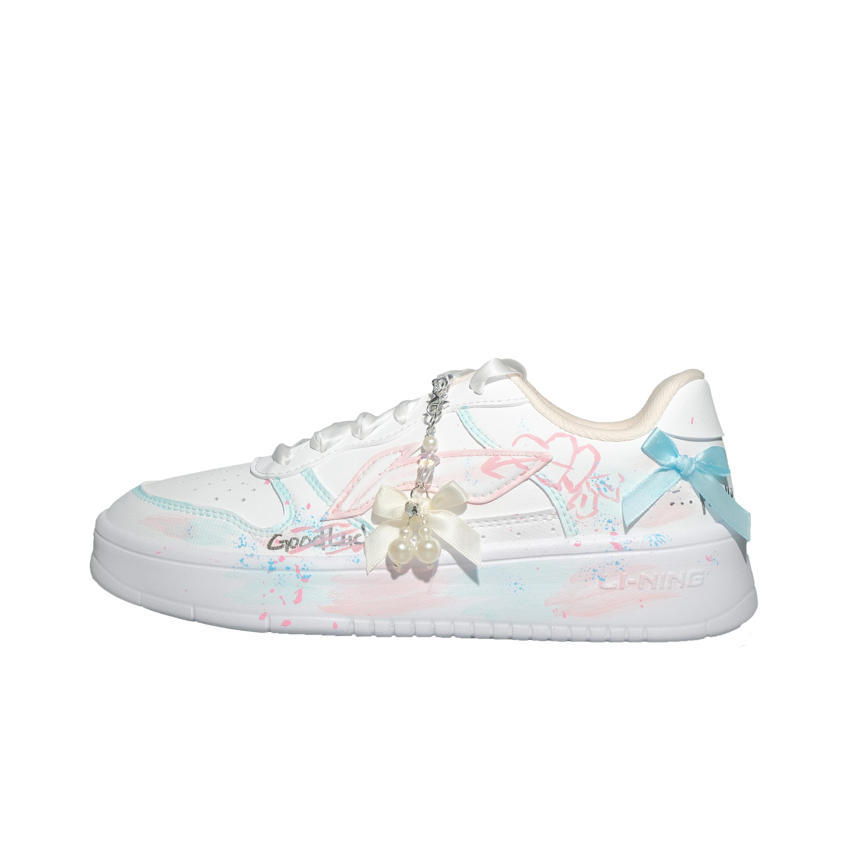 

Li Ning Floating Boat Synthetic Leather Cushioning Abrasion Resistant Low top Skateboard Shoes Women s White AGCS420-6(Team747-) 35.5