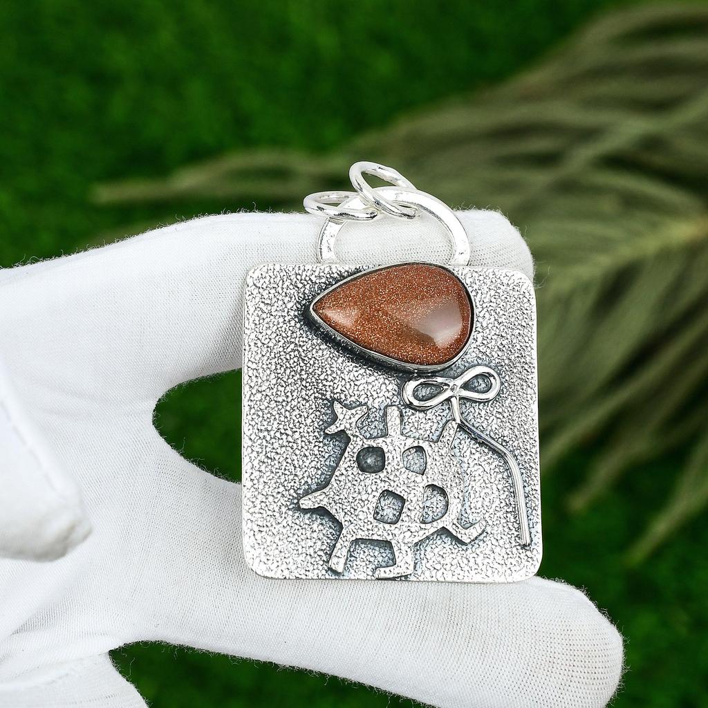 Daughters Day Sale 925 Silver Pear Natural Sun Sitara Bezel New Pendant Jewelry