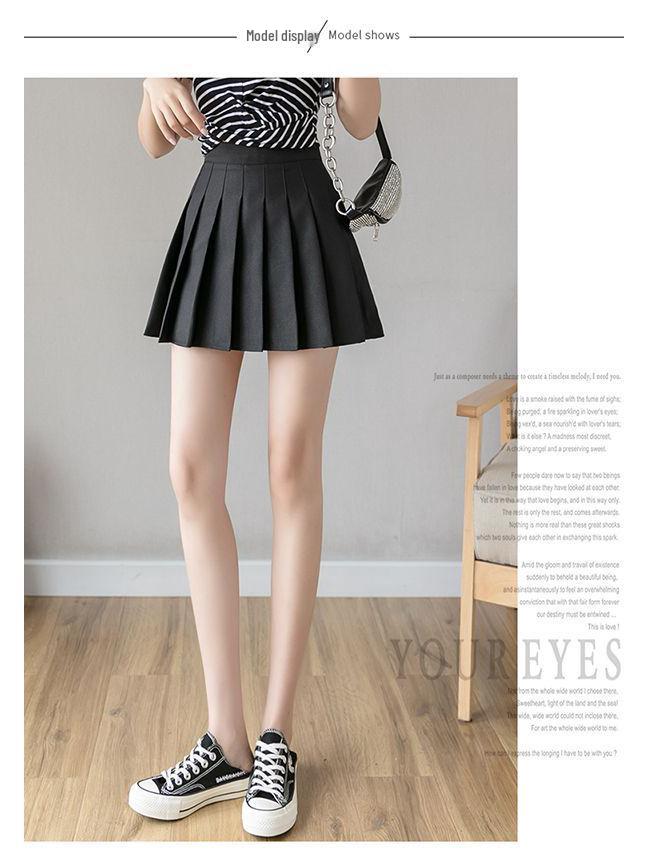 Japanese College Style High Waist Pleated A-Line Skirt - Anti-Exposure, Slimming Summer Short Skirt for Students