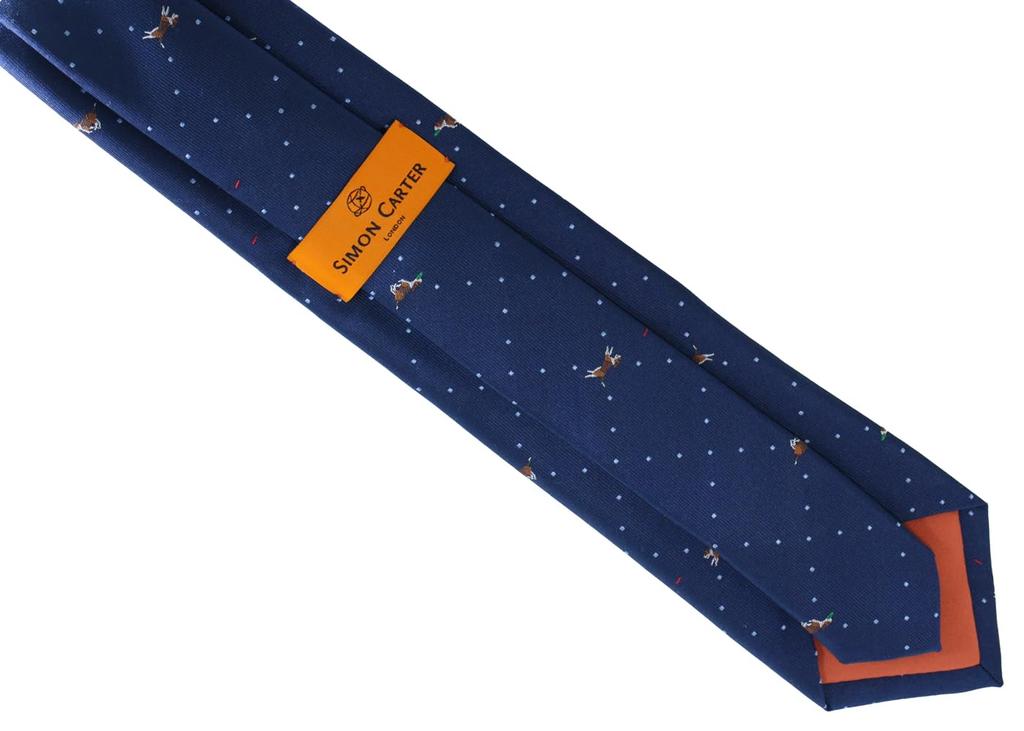 Simon Carter Dog & Dot Silk Tie (Dark Blue)
