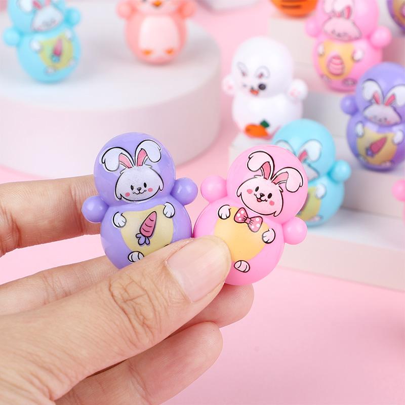 12-36Pcs Cartoon Mini Rabbit Tumbler Toys Easter Basket Filler for Kids Birthday Party Favors Goodie Pinata Filler Baby Shower
