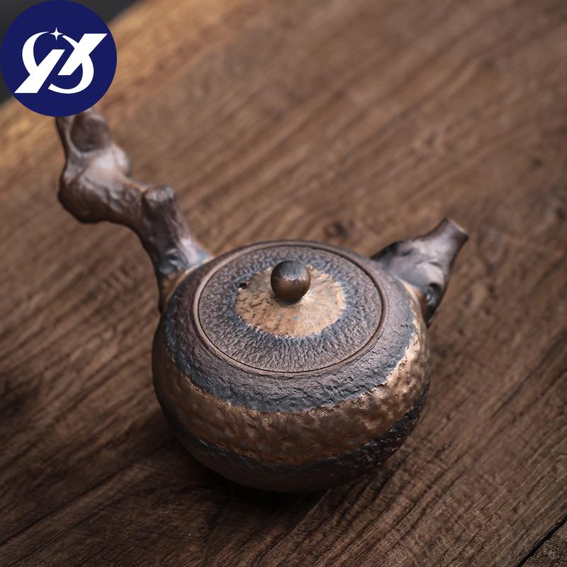 Ceramic Antique Dead Wood Side Handle Teapot Portable Kettle Handmade Tea Pot Tea Cup Drinkware Kung Fu Tea Set
