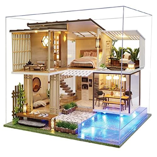 

Spilay 1/24 Miniature Dollhouse DIY Kit Set for Beginners, Includes LED Light, Dustproof Cover, and Music Box - Birthday, Holiday, and Christmas Gift