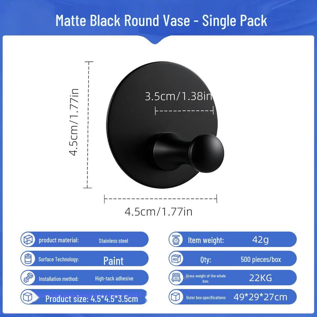 Punch-Free Strong Adhesive 304 Stainless Steel Wall Hook