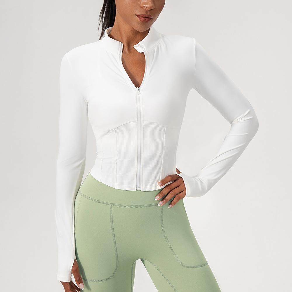 New Women'S T-Shirt Quick Drying Jacket Long Sleeved Yoga Sportswear Fitness Running Slim Fit Top Half Zip Hoodie