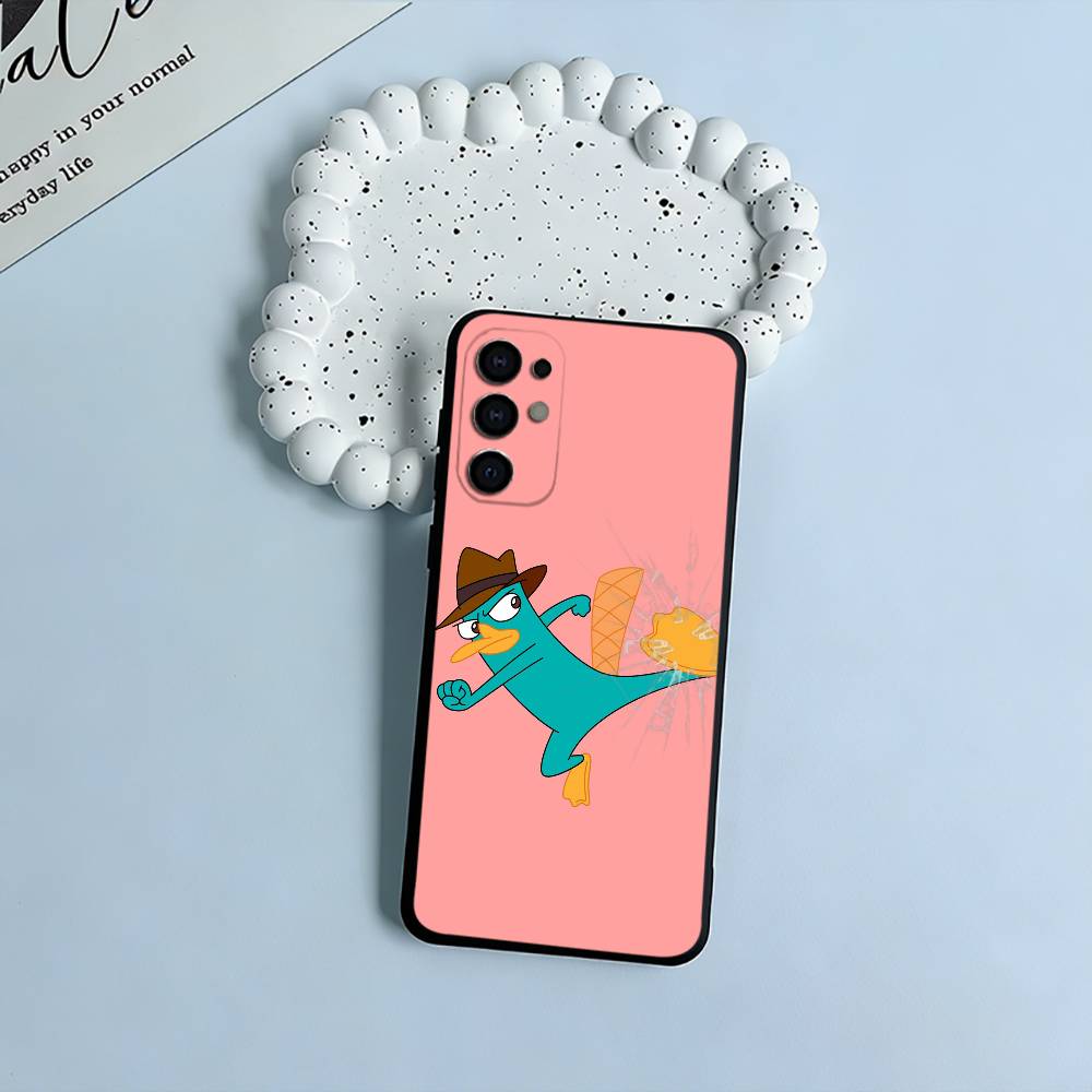 P-Perry The P-Platypus Black Soft Silicone Phone Case for Samsung S25, S24, S21, S22, S23, S30, Ultra, S20, Plus, FE, Lite