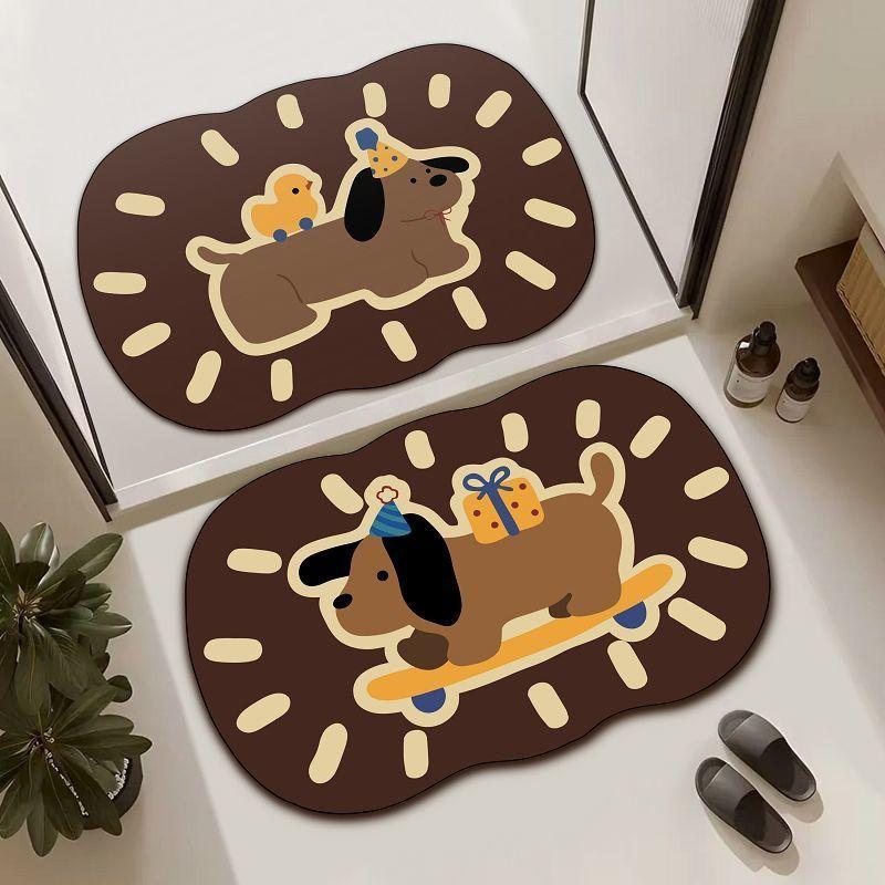 Crystal Velvet Floor Mat Household Water-absorbing Cartoon Cute Floor Pad Bathroom Dirt-resistant and Anti-slip Quick-drying Mat