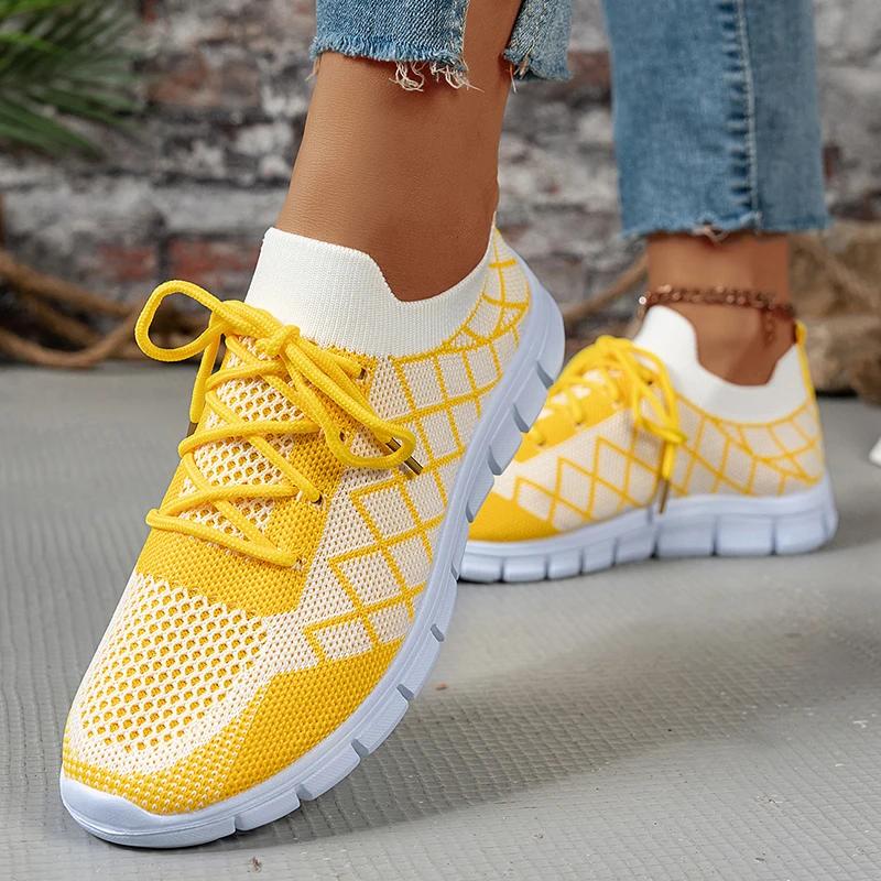 Fashion Women's Sneakers Fashion Anti Slip Breathable Sneakers Women Plus Size Mesh Flats Woman Comfy Soft Sole Running Shoes Female New