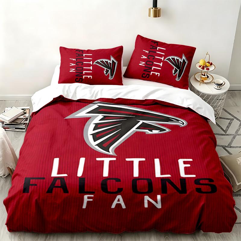 Atlanta Falcons 3-teiliges Set Perfekt für das Schlafzimmer Bequemes Bettwäsche-Set enthält einen Bettbezug und zwei Kissenbezüge Ideales Geburtstags- oder Weihnachtsgeschenk