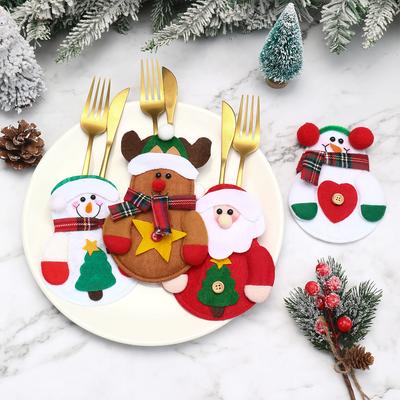 Christmas Cutlery Holders Christmas Party Decoration 2025 Xmas Santa Claus Cutlery Holders Navidad Natal New Year Gift 2026