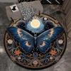 1pc Vintage flower moon butterfly round rug, non-slip, suitable for living room and bedroom, perfect for chairs, crystal velvet