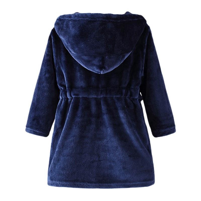 Flannel Cotton Kids Girls Hooded Bathrobe Letter Print Child Toddler Boys Bathing Towel Robe Cute Winter Baby Clothing Sleepwear