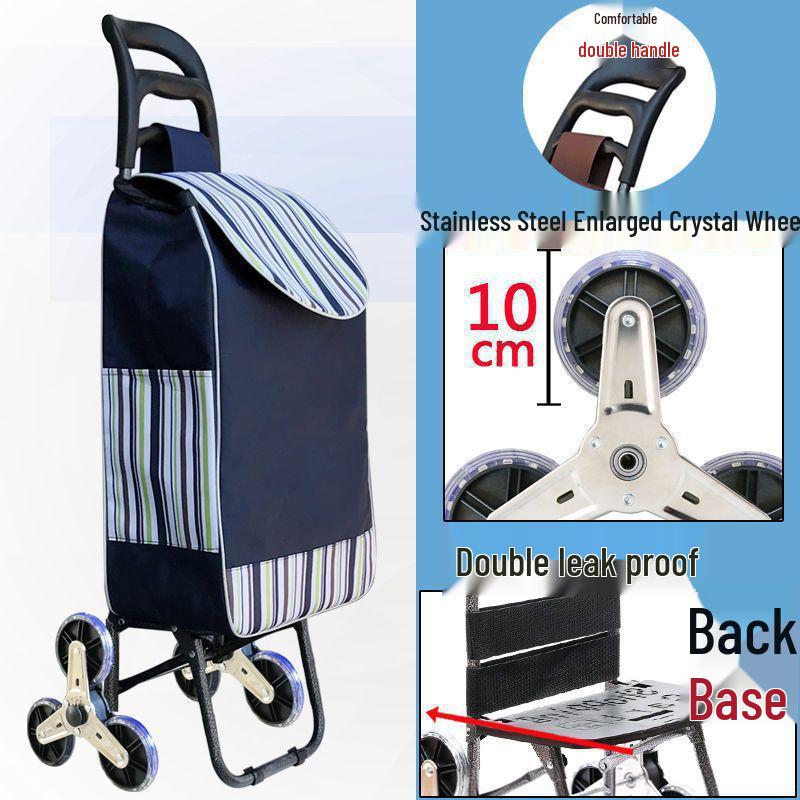 Portable Folding Stair-Climbing Grocery Trolley for