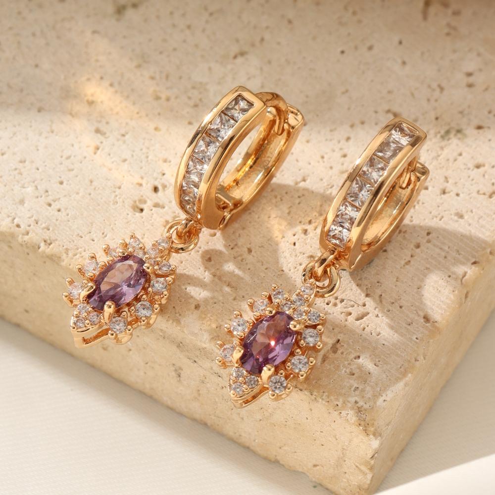 1 Pair Fashion Geometric Shapes Dangle Earrings for Women Cubic Zirconia Jewelry Wedding Party Accessories