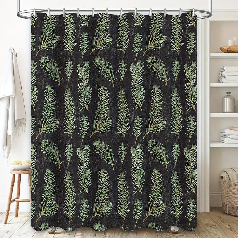 Botanical Shower Curtain Forest Greenery Leaves Pattern Bathroom Decor Nature Inspired Washable Fabric Backdrop