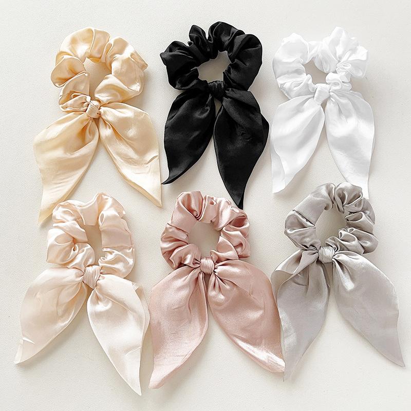 Satin Fabric Large Intestine Hair Band Diy Handmade Bow Streamer Ponytail Hair Rope Rubber Band
