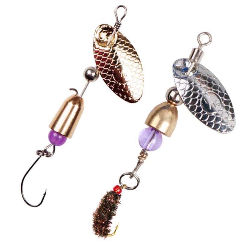 Fishing Lures Wobble Rotating Metal Bait For Bass Trout Treble Hook Artificial