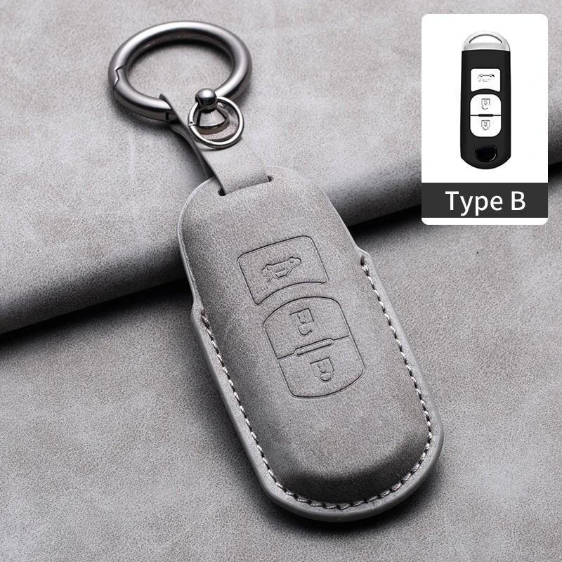 2/3 Buttons Leather Car Key Case Cover for Mazda 2 3 5 6 GH GJ Axela Atenza CX-5 CX5 CX-3 CX-7 CX8 CX-9 2016 2017 2018 CX 2020
