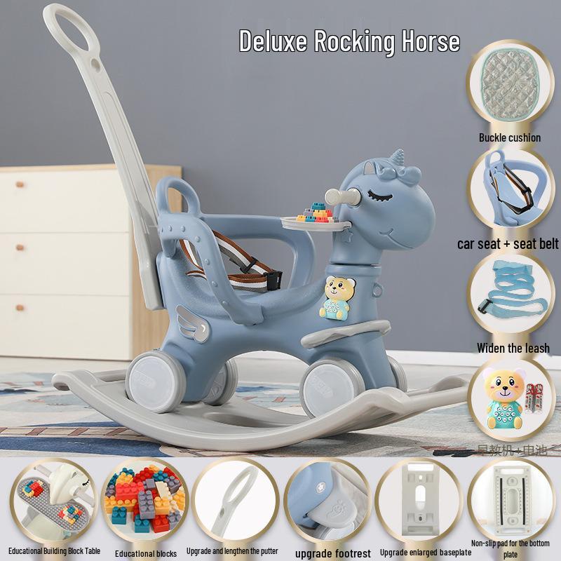 Children’s Wooden 2-in-1 Rocking Horse & Stroller - Ideal Birthday Gift for One-Year-Olds
