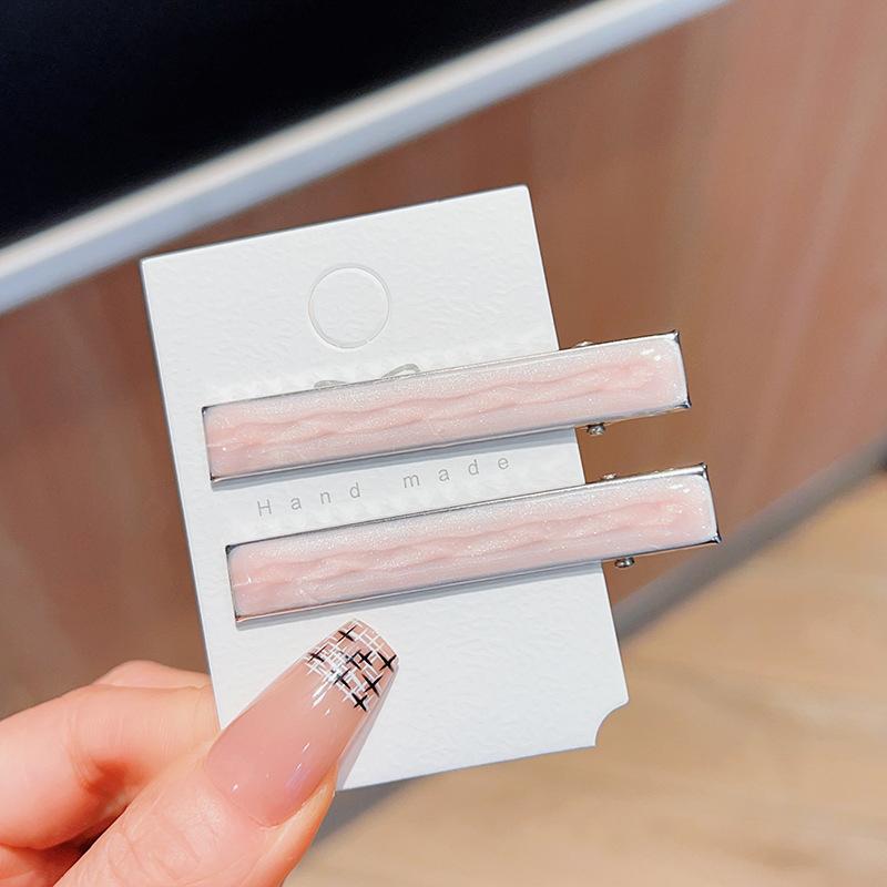 Simple Wave Oval Pink Seamless Hair Clip Women Acetate Sheet Bangs Clip Hair Duckbill Clip Hairpins Hair Styling Tool Gift
